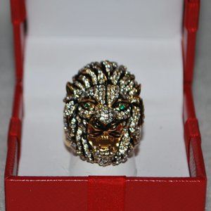 Real Collectibles by Adrienne "Jeweled Lion Head" Crystal Ring - Sz 7
